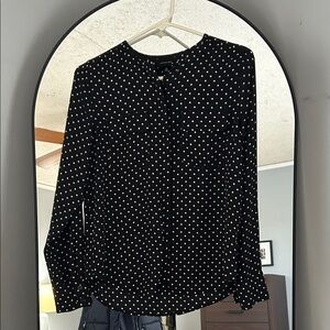 Who What Wear Black and White Polka Dot Blouse